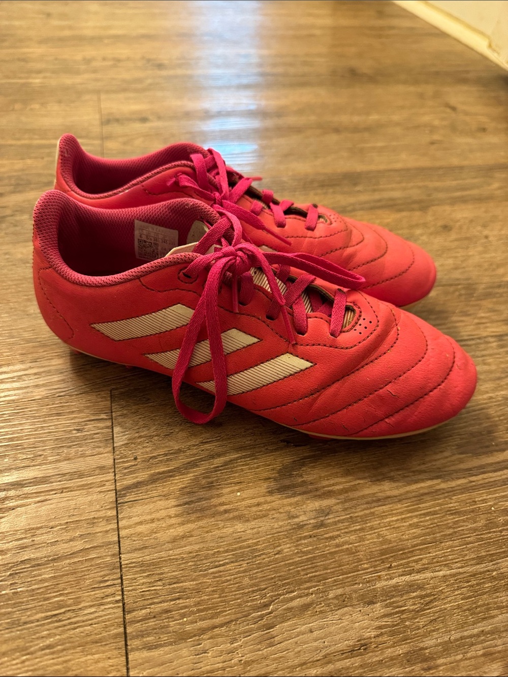 adidas Pink Athletic Soccer Shoes with White Stripes